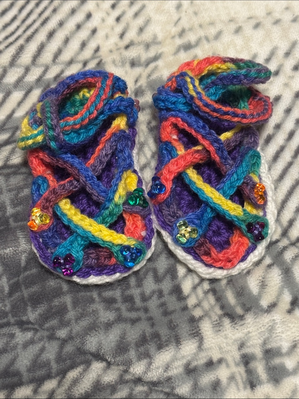 Handmade Rainbow Crochet Kids Sandals